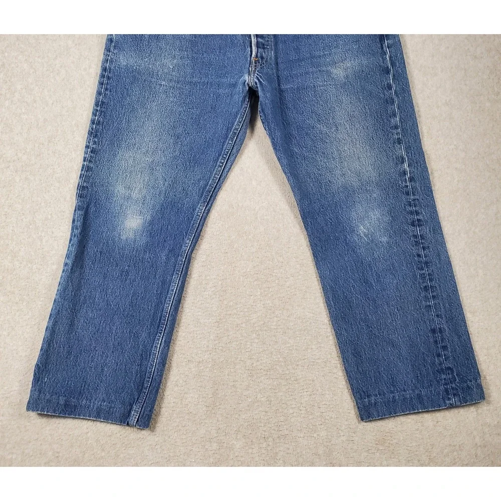 Vintage Levis 501 Jeans FITS 34X25 tag 38x34 Blue Denim Button Fly 90s *Hemmed